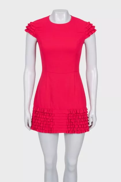 Pink cocktail dress with ruffles
