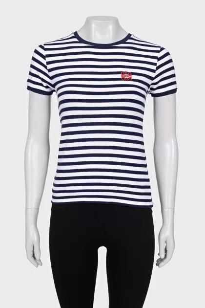 Striped T-shirt with embroidered logo