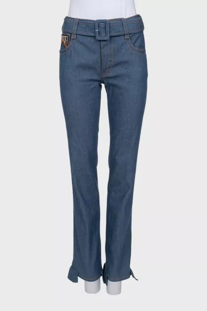 Jeans with ruffles at the bottom of the legs