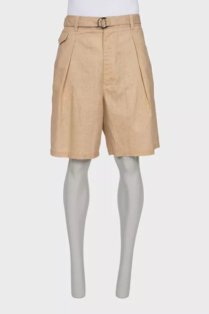 Men's linen shorts with a belt