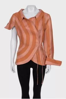 Silk shirt with asymmetrical sleeves