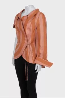 Silk shirt with asymmetrical sleeves