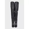 Leather over-the-knee boots with a stacked heel