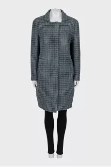 Blue houndstooth print coat