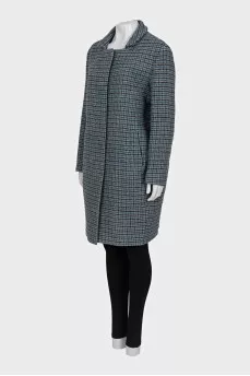 Blue houndstooth print coat