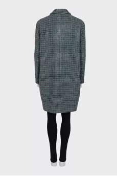 Blue houndstooth print coat