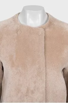 Double-sided beige sheepskin coat