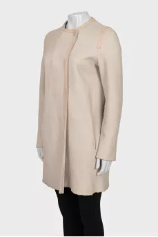 Double-sided beige sheepskin coat