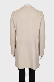Double-sided beige sheepskin coat