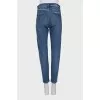 Сині джинси mom fit з вишивкою