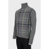 Men's wool and cashmere checkered turtleneck