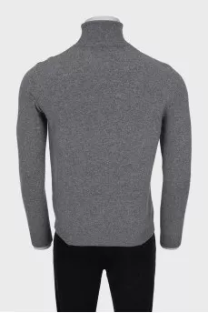 Men's wool and cashmere checkered turtleneck