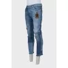 Men's two-tone ripped jeans