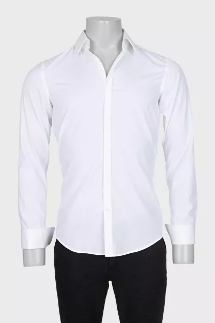 Мужская белая рубашка slim fit
