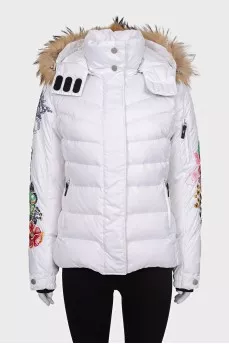 White down jacket with embroidery