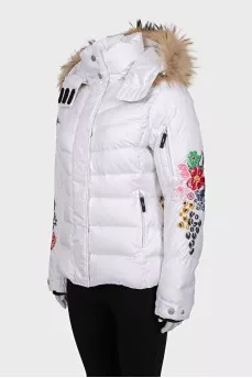 White down jacket with embroidery