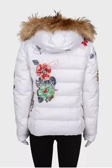 White down jacket with embroidery