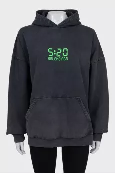 Серое oversize худи с биркой