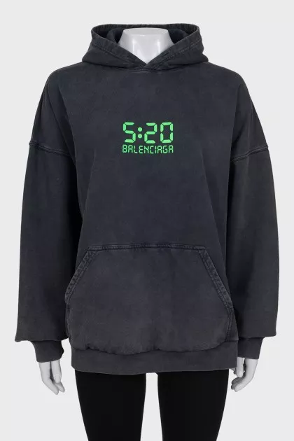 Gray oversized hoodie with tag