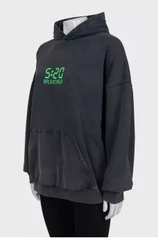 Серое oversize худи с биркой