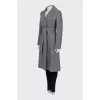 Gray wool coat with a belt