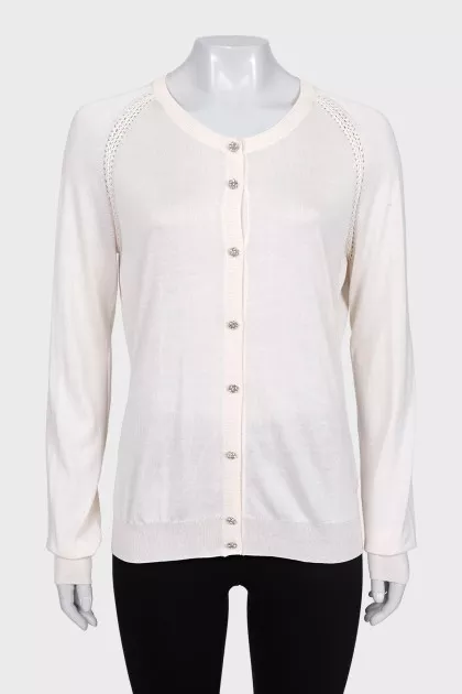 Silk cardigan with crystal buttons