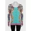 Printed button-down cardigan