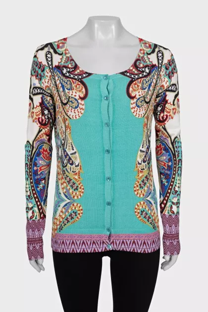 Printed button-down cardigan