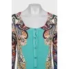 Printed button-down cardigan