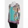 Printed button-down cardigan