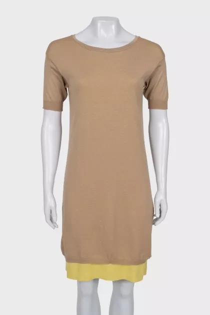 Wool dress with contrast lining
