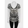Printed short sleeve fitted blouse