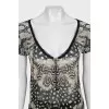 Printed short sleeve fitted blouse