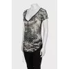 Printed short sleeve fitted blouse
