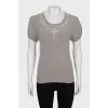 Cashmere embellished jumper with short sleeves