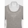 Cashmere embellished jumper with short sleeves