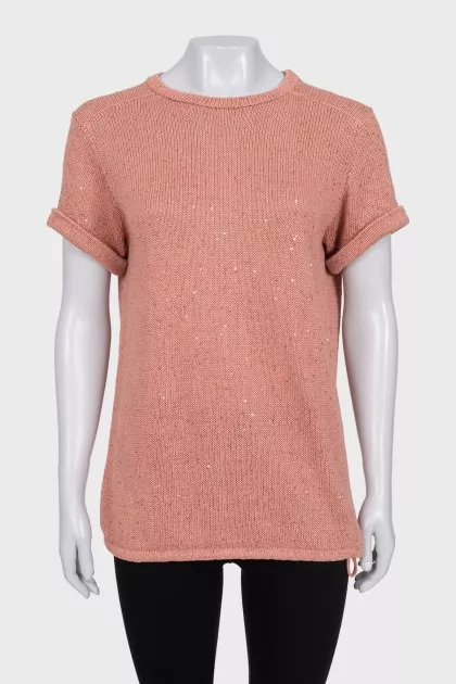Drawstring T-shirt decorated with sequins