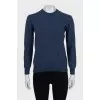 Blue woolen tapered jumper