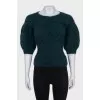Fitted jumper with puff sleeves