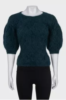 Fitted jumper with puff sleeves