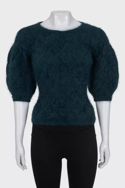 Fitted jumper with puff sleeves