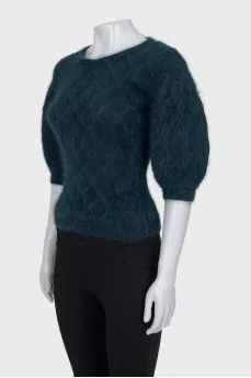 Fitted jumper with puff sleeves