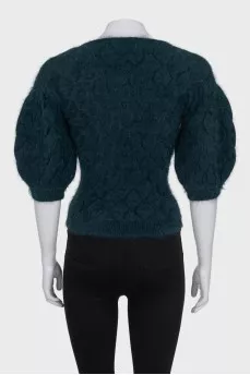 Fitted jumper with puff sleeves
