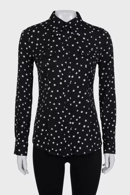 Приталенная рубашка в принт звезды 