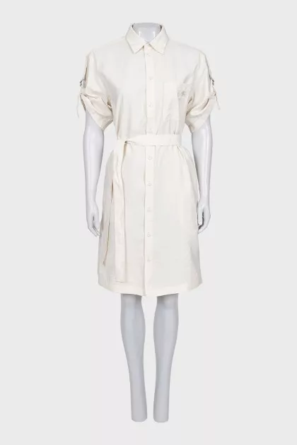 Button-down shirt dress with belt