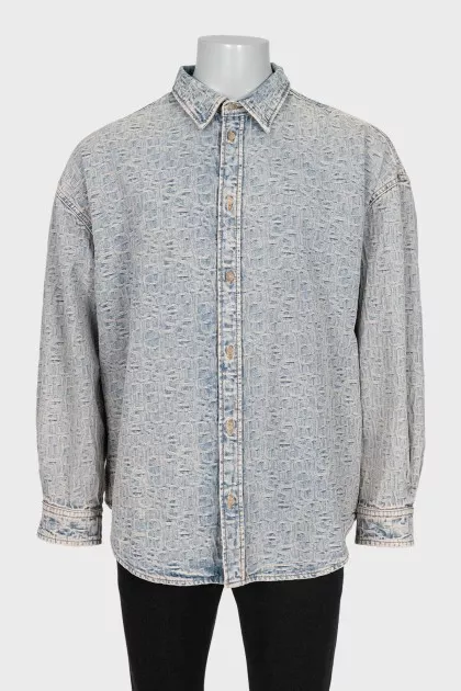 Men's embossed denim shirt