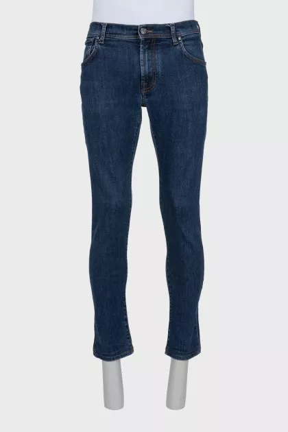 Мужские темно-синие slim fit джинсы 