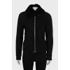 Straight sheepskin coat with a fur collar