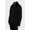 Straight sheepskin coat with a fur collar