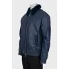 Чоловіча синя шкірянка зі знімним хутром